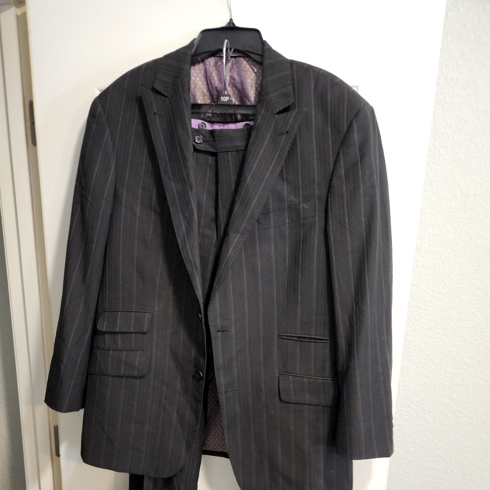 Magic Johnson Classic 2 pc Pinstripe Suit coat 40R pant 36 x 30